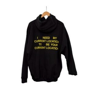 NEVER WORN LANY Black Hoodie with Yellow Text